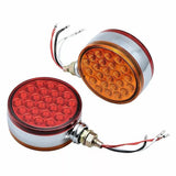Double Face Amber Red LED Tuck Trailer Marker Turn Signal Light with Chrome Housing
